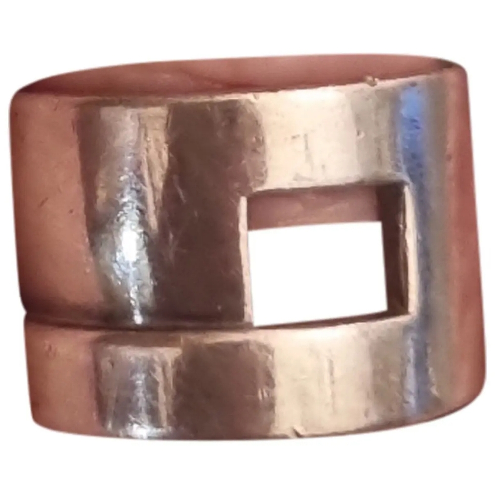 Gucci silver 925 G logo Cutout Ring sz. 4 - Picture 3 of 11